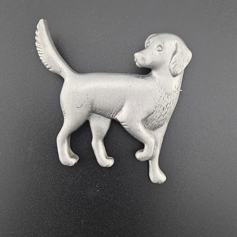 Mali Dog Retriever Brooch Pin Gray Silvertone